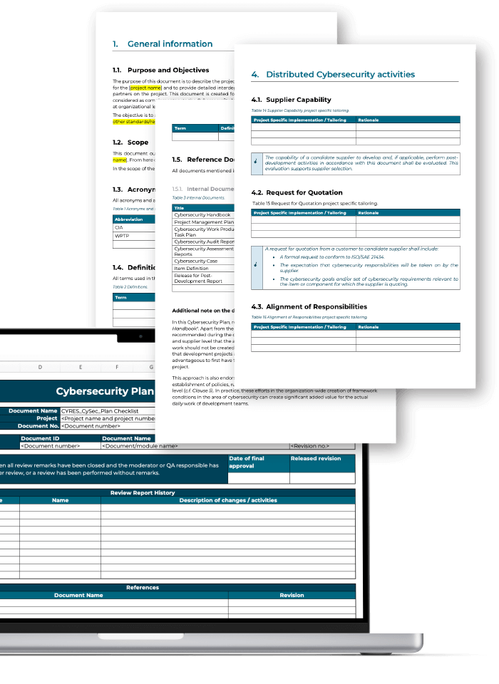 Cybersecurity Plan Template (ISO/SAE 21434)